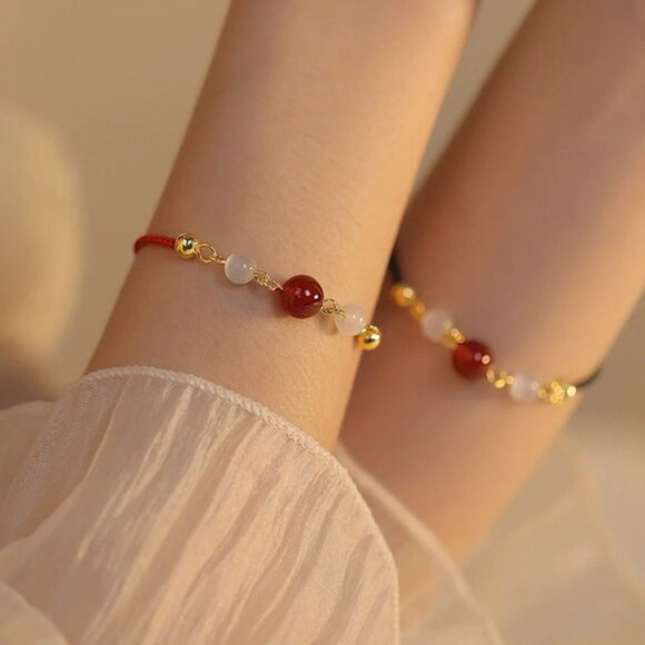 NWT: Lucky Red Agate & Moonstone Couple Bracelets - Picture 5 of 5
